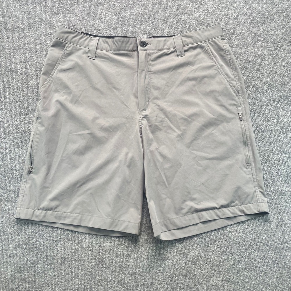Orvis Tech Short Mens 37 Gray 4-Way Stretch Mesh Pockets Zipper Security Pockets